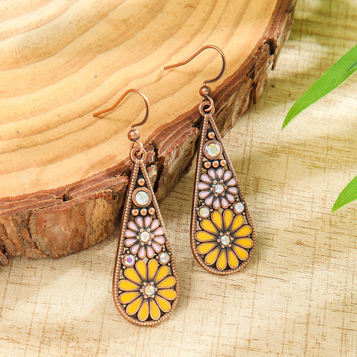 Wholesale 2pcs Bohemian drop-shaped turquoise earrings