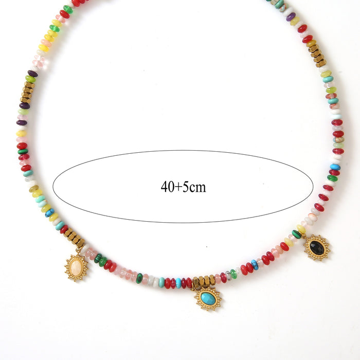 Wholesale Personalized original design stainless steel natural stone necklace with heart pendant matching