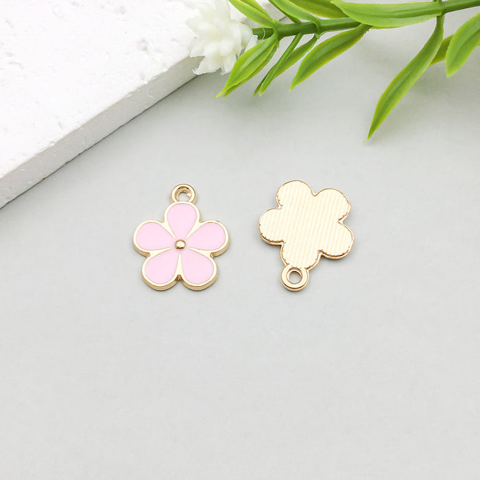 Wholesale Pink oil-sprinkled alloy simulated cherry blossom and  DIY pendant