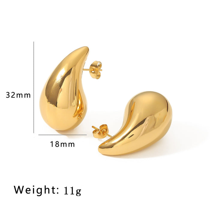 Wholesale golden stainless steel water drop earrings
