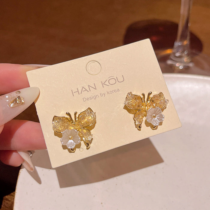 Wholesale Crystal Butterfly Pearl Earrings