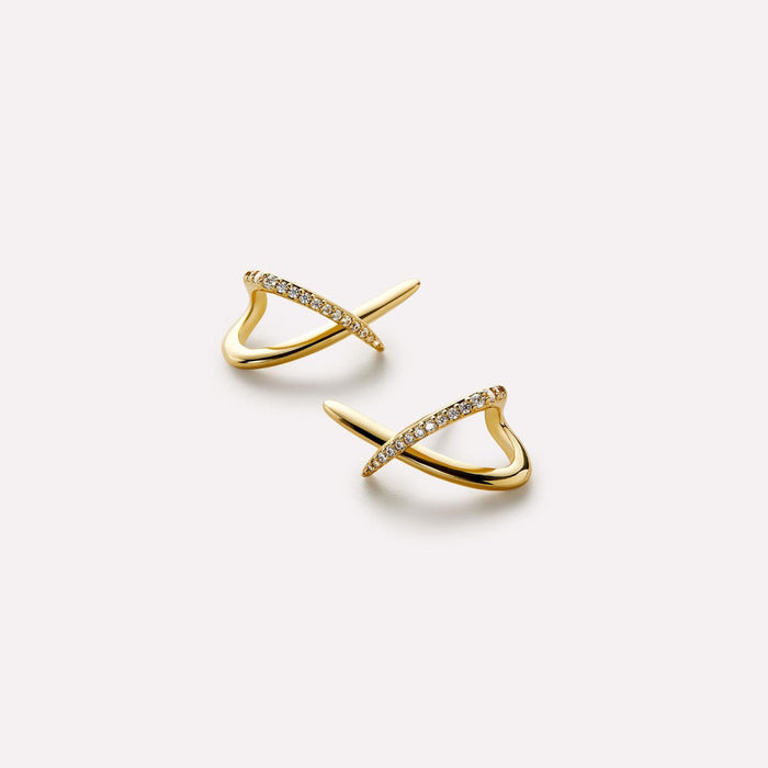 Wholesale Cross Earrings Women's Cubic Stone Gold Geometric Shape Luxury Style