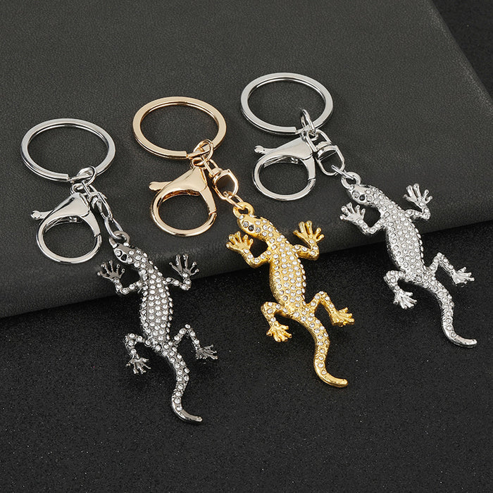 Wholesale Creative animal studded gecko keychain, handmade diamond accessories, full diamond pendant, keychain gift