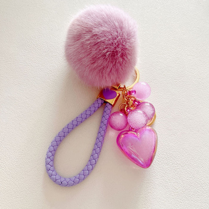 Wholesale Cute Acrylic Resin Beaded Love Fur Ball Keychain JDC-KC-ZhanLun008