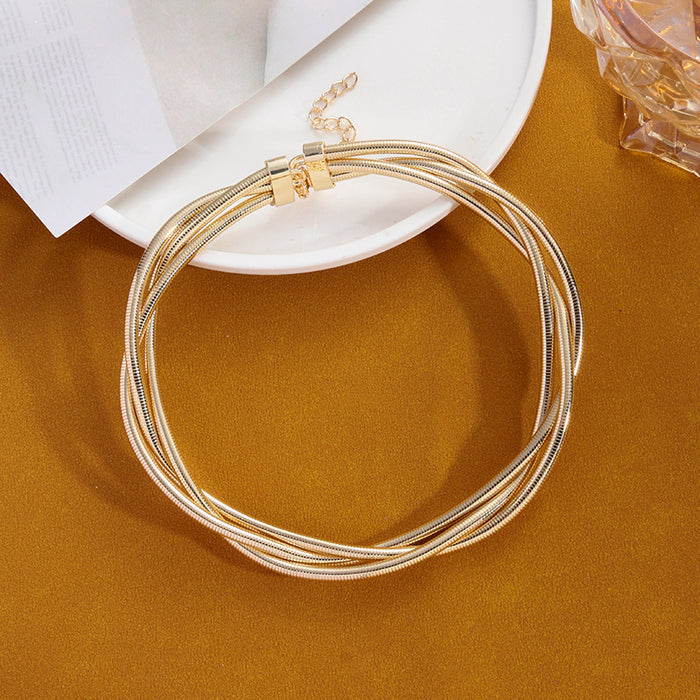 Wholesale New exaggerated multi-layer Fried Dough Twists bracelet New luxury spring chain short