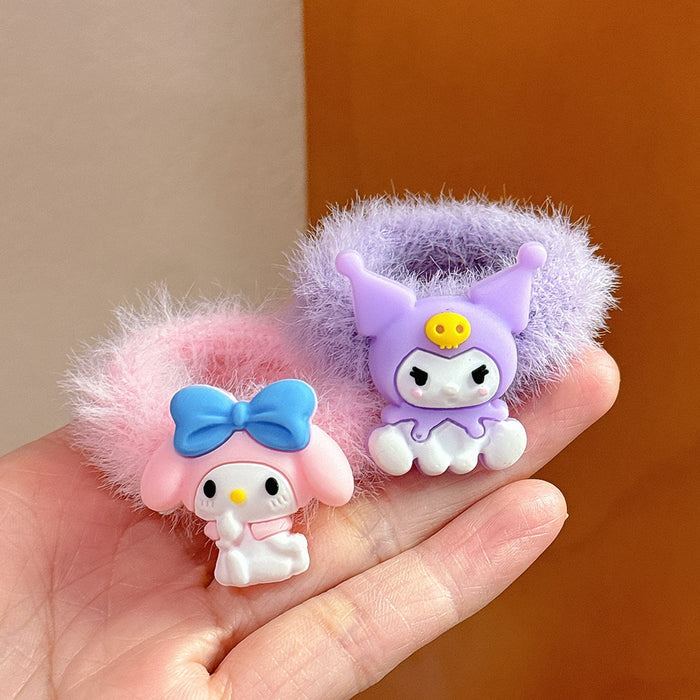 Wholesale Candy Color Cute Cartoon Hair Band Hair Ring Does Not Hurt The Hair Children's Rubber Band Female Low Ball Head Plush Hair Band JDC-HS-Wangl003