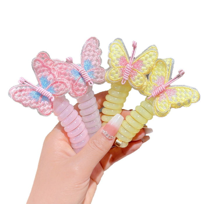 Wholesale Children's Fairy Butterfly Phone Cord Hair Scrunchies Cartoon Hair Tie Braided Hair Rope