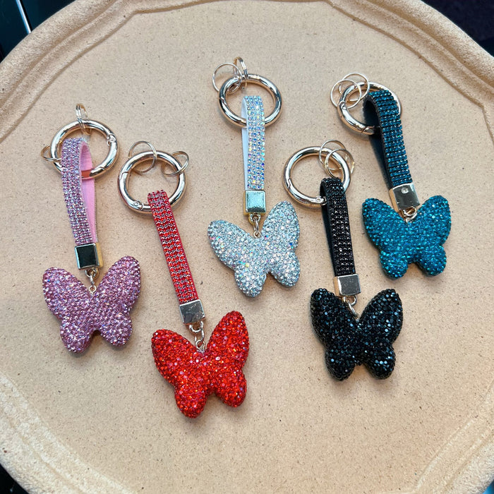 Wholesale Clay Butterfly Rhinestone Keychain JDC-KC-WangY001