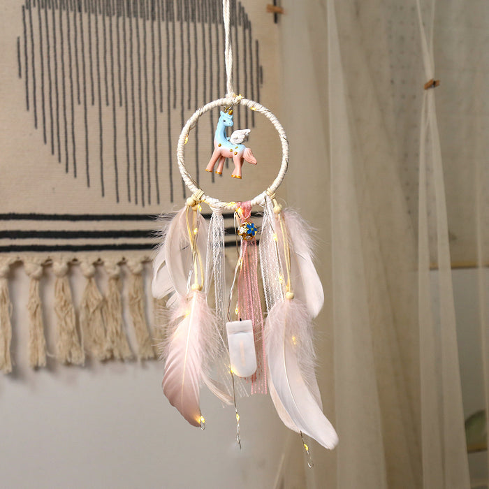 Wholesale Dream Catcher Feather Resin Unicorn Pendant MOQ≥2 JDC-DC-MengS060