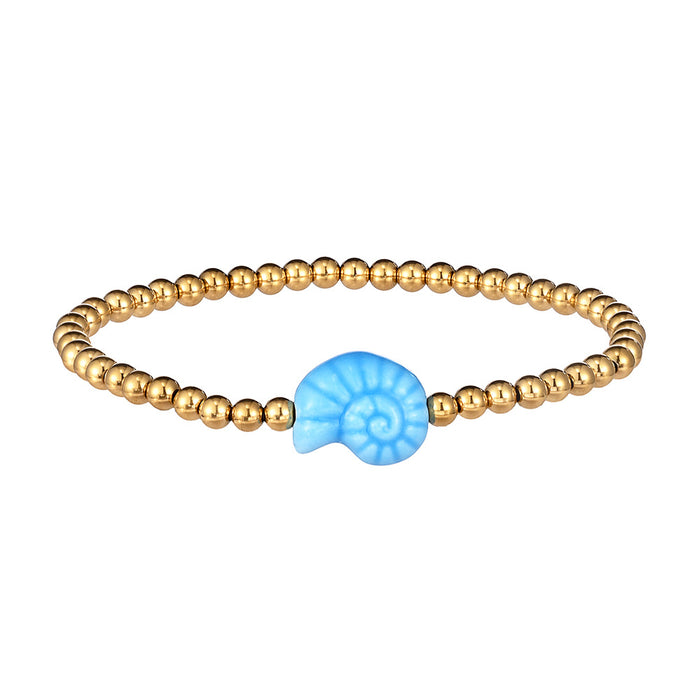 Wholesale Swimming wearable mini bracelet accessory ceramic conch animal turtle titanium steel non fading bracelet