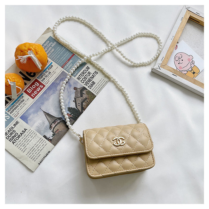 Wholesale Retro pearl decoration PU children's shoulder crossbody bag baby accessory bag