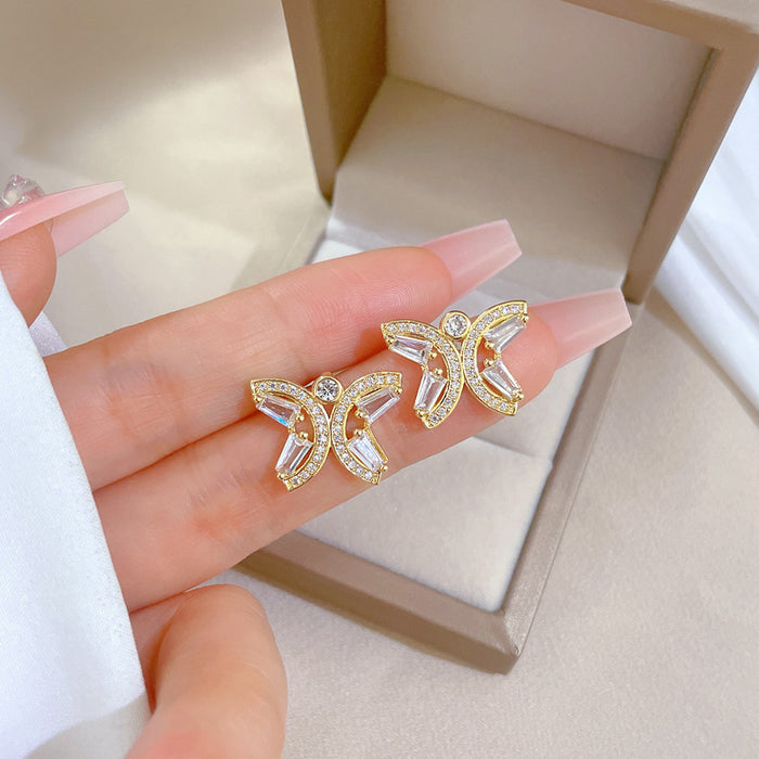 Wholesale Real Gold Diamond Geometric Stud Earrings JDC-ES-LG003