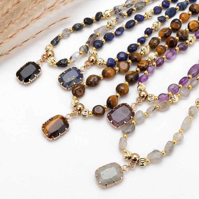 Wholesale Inlaid pendant pumpkin shaped beads and irregular stone beaded necklace