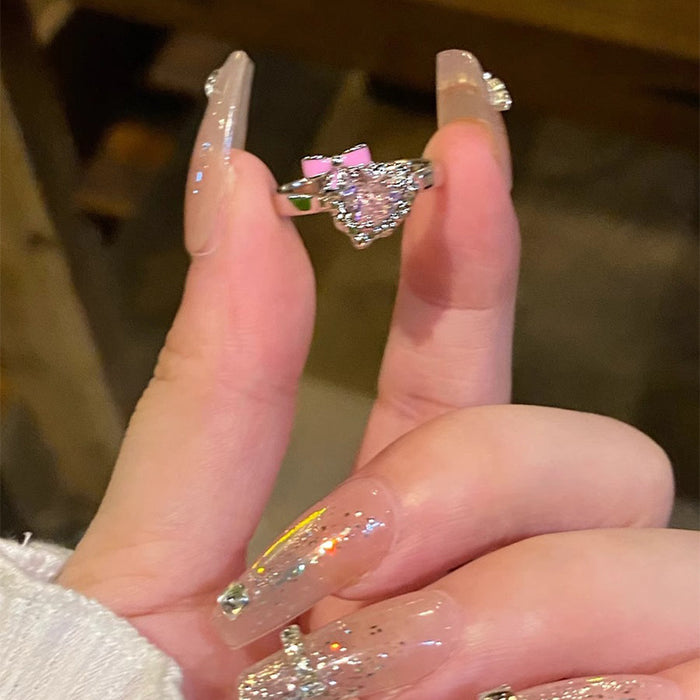 Wholesale Butterfly Knot Love Zircon Open Ring Versatile Personalized Ring Niche Luxury Fashion Finger Ring