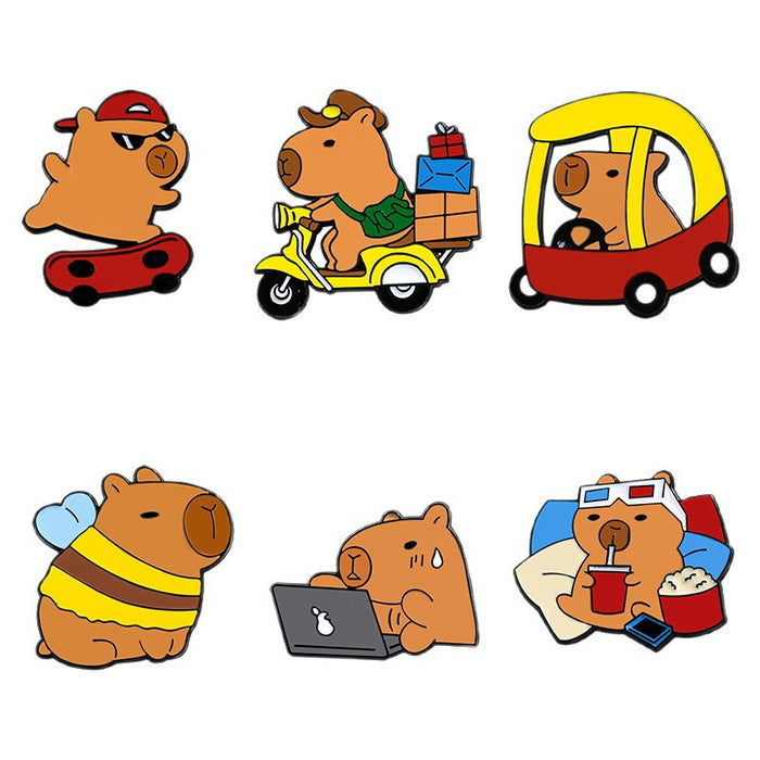 Wholesale Cute Animal Capybara Bag Casual Style Sweet Decorative Alloy Paint Badge