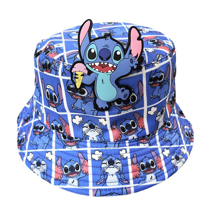 Wholesale Printed fisherman hat cartoon double-sided basin hat outdoor travel sun protection hat