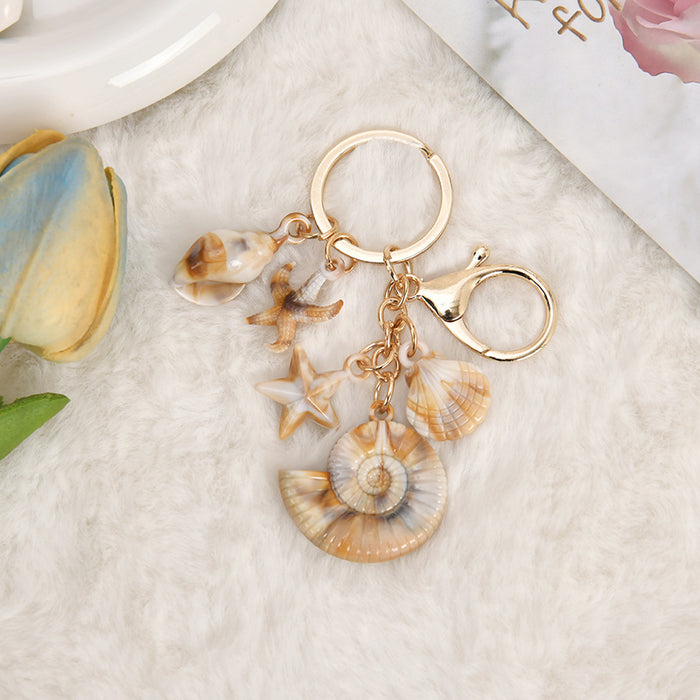 Wholesale Seaside Vacation Ocean Series Conch Starfish Pentagram Keychain
