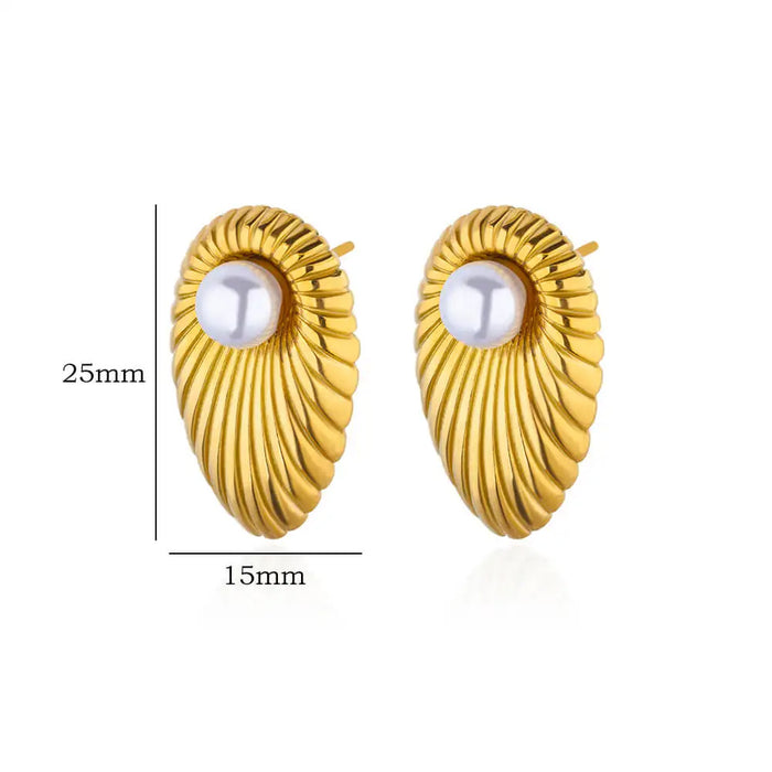 Wholesale Stainless Steel Shell Earrings Imitation Pearl Earrings