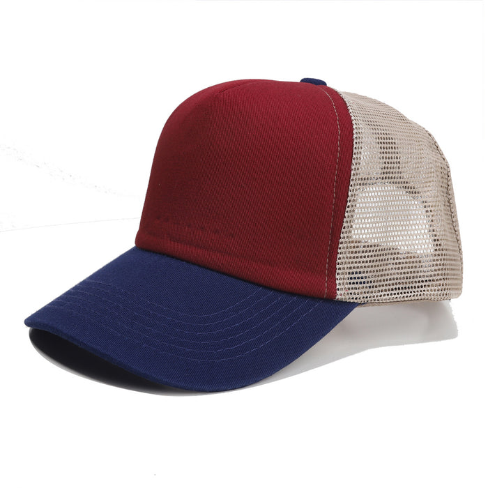 Wholesale Cross-Border Sponge Baseball 5-Piece Soft Top Duckbill Cap Mesh Cap Personalized Embroidered Couple Curved Brim Hat Solid Color Sun Hat
