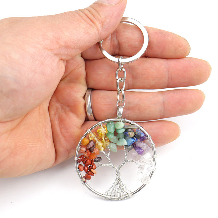 Wholesale Natural Crushed Stone Crystal Tree Root Life Tree Pendant Keychain Bag Pendant Keychain K04 JDC-KC-HXu002