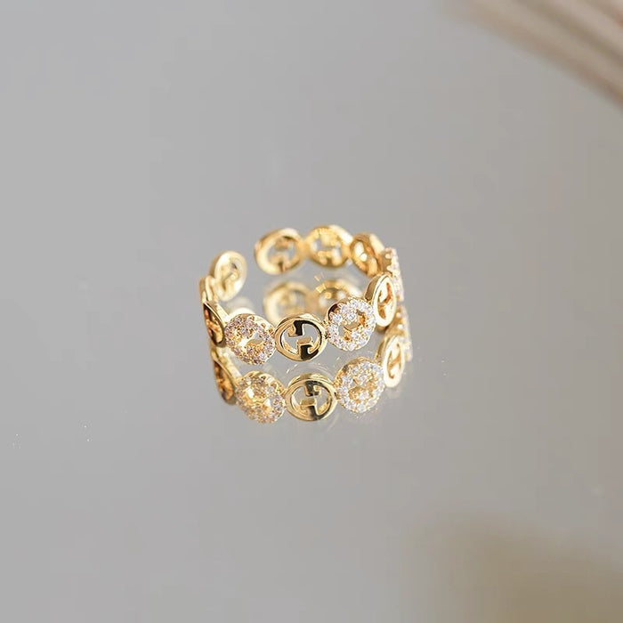 Wholesale Circle zircon adjustable ring Women's exquisite ring bracelet