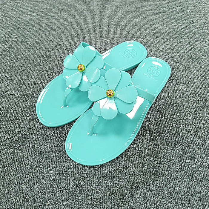 Wholesale Leather Sunflower Flip-flops for Women JDC-SP-BoH006