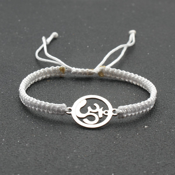 Wholesale  jewelry stainless steel round OM bracelet hand-woven adjustable hand rope