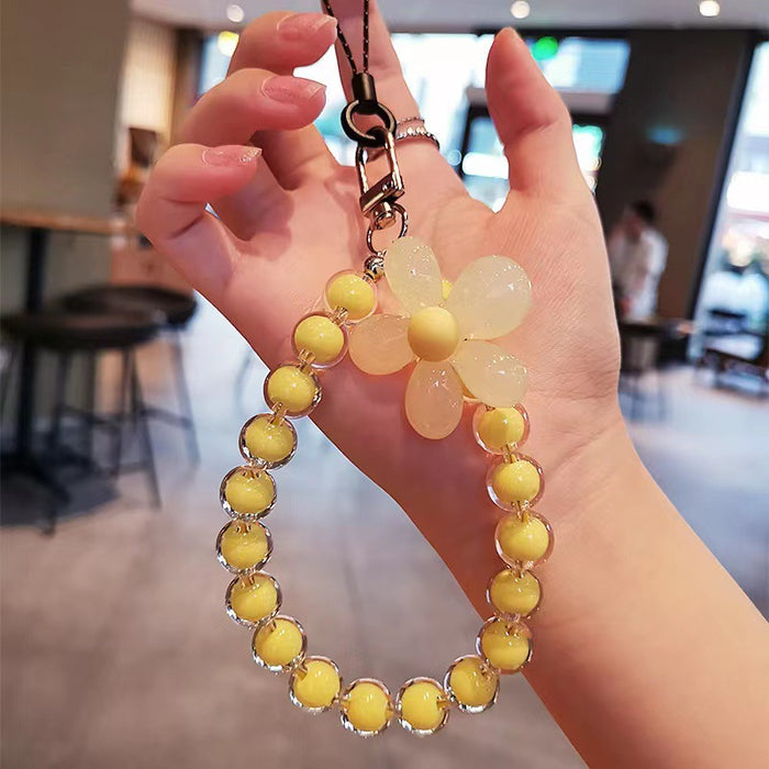 Wholesale beads mobile phone lanyard Japanese handmade beaded flower mobile phone chain
