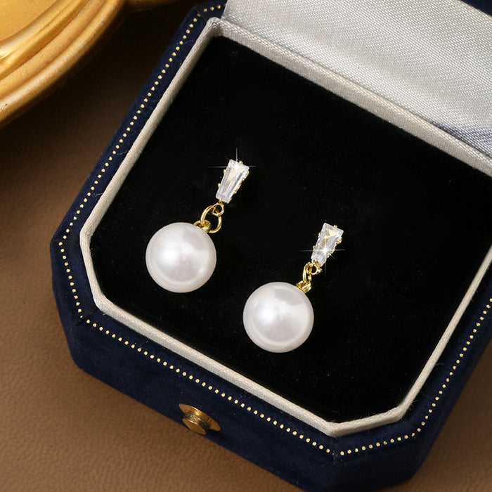 Wholesale Retro pearl earrings with simple and fashionable temperament, personalized and high-end feeling, diamond studded earrings