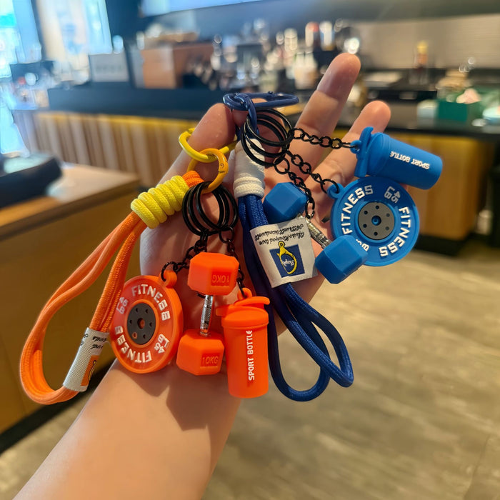 Wholesale Creative Mini Fitness Barbell Keychain