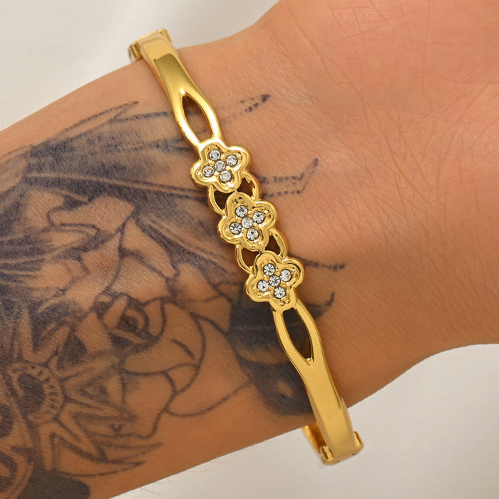 Wholesale Titanium Steel Gold Tone Open Bangle Bracelet Minimalist Stackable Design Trendy Fashion Accessory For Gift Everyday Wear
