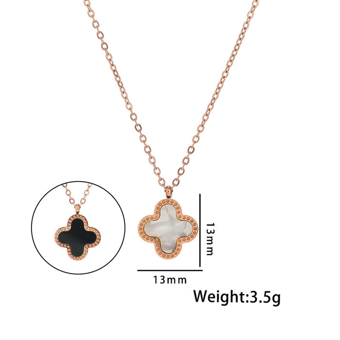 Wholesale Joker 18K rose gold four-leaf clover titanium steel necklace women