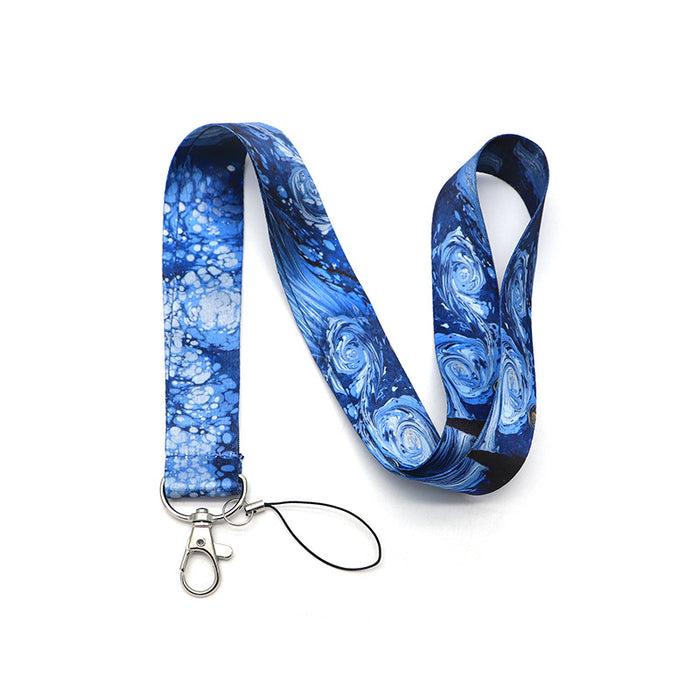 Wholesale Painting series double-sided printed polyester anti-loss neck strap phone lanyard and keychain