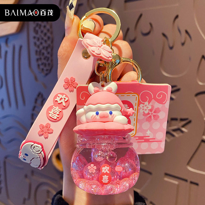 Wholesale Oil in Keychain Trendy Exquisite Drifting Bottle Couple Keychain Pendant