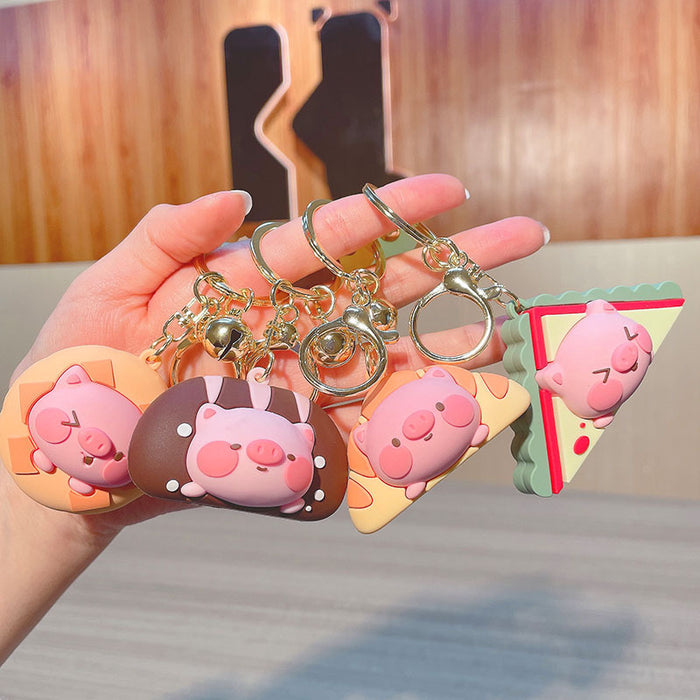 Wholesale Cute PVC Cartoon Bread Pig Keychains