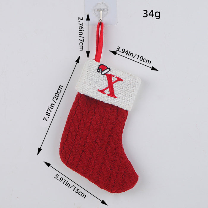 Wholesale Classic Red Letter Christmas Socks Wool Knitted Christmas Socks Festive Christmas Pendant Decoration