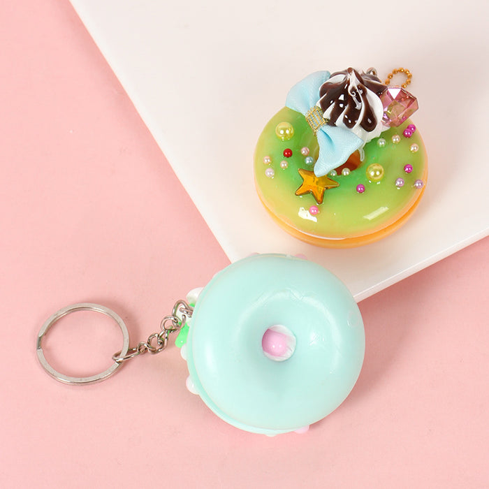 Wholesale PVC Donut Keychain Simulated Dessert Pendant Chic Bag Charm And Car Key Accessory MOQ≥5