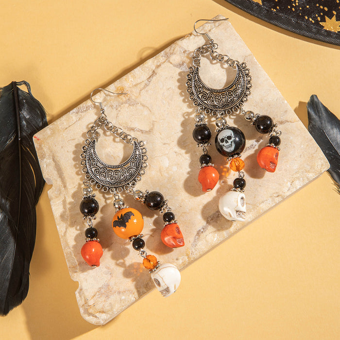 Wholesale Halloween Gothic  Skull Tassel Earrings Alloy Fashion Accessory for Women MOQ≥5