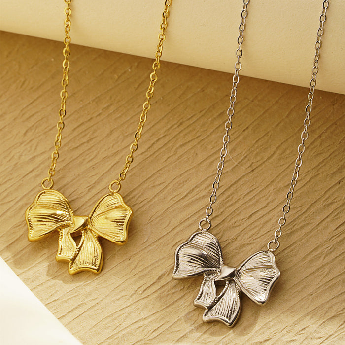 Wholesale Bowknot Stainless Steel Pendant Necklace JDC-NE-LangDi003