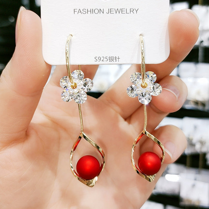 Wholesale   long earrings for women  red Agate Pearl earrings earrings