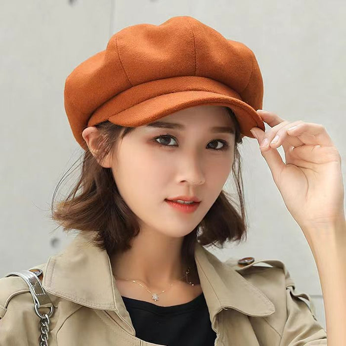 Wholesale Hat women's autumn and winter all-match octagonal hat woolen winter fashion beret