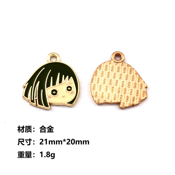 Wholesale 10pcs  Cartoon Faceless Men' s Small Coal Ball Accessories Accessories Earrings Earrings Necklace Pendant diy Oil Dropping Alloy