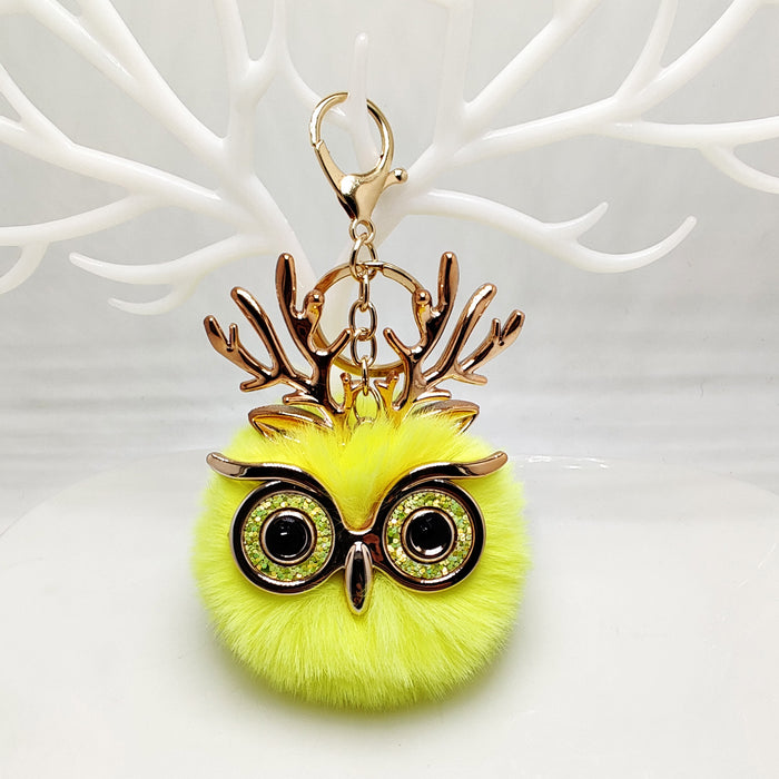 Wholesale Plush Antlers Owl Pendant Bag Keychain