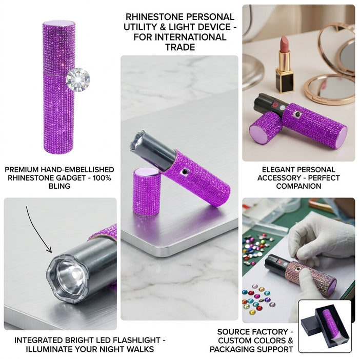 Wholesale Women S Rhinestone Self Defense Keychain Flashlight White Metal Keyring Boutique Keychain Accessory