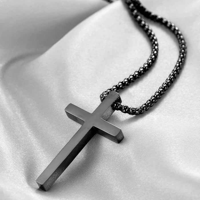 Wholesale Glossy Simple Titanium Steel Cross Pendant Female Personalized Stainless Steel Necklace Wholesale Laser Logo