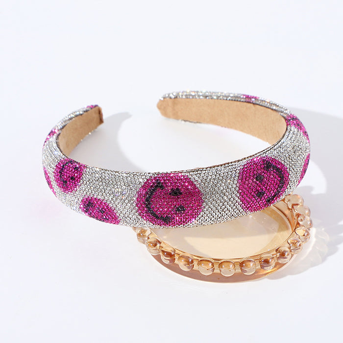 Wholesale Retro shiny starry rhinestone headband light luxury all-match smiley face hair accessories