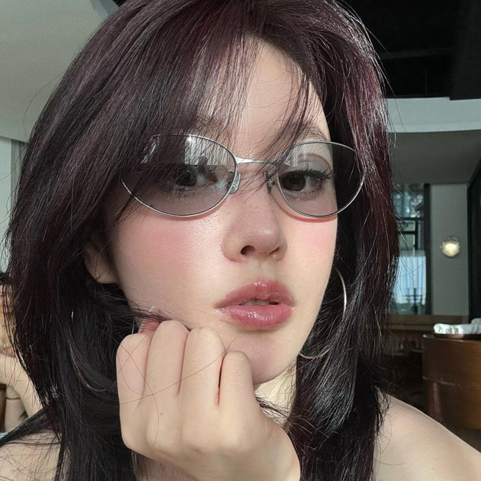 Wholesale Retro Future Technology Metallic Cat Eye Sunglasses Anti UV Sunglasses Fashion Texture