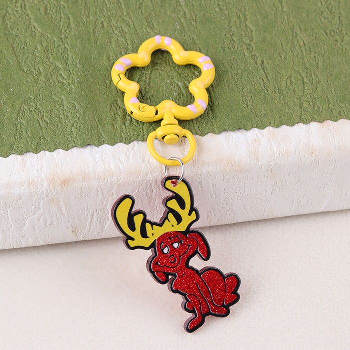 Wholesale Cartoon Christmas series funny acrylic keychain fashionable personality antler pendant jewelry