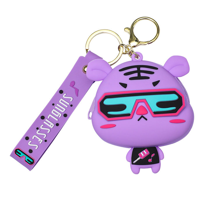 Wholesale  Original Electric Tiger Silicone Coin Purse Keychain Pendant Cute Children Zipper Storage Bag Keychain Hanging Ornaments