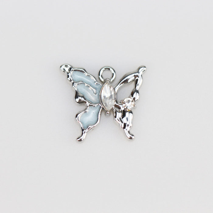 Wholesale Butterfly pendant alloy multi-color oil drop pendant bracelet necklace accessories DIY jewelry accessories